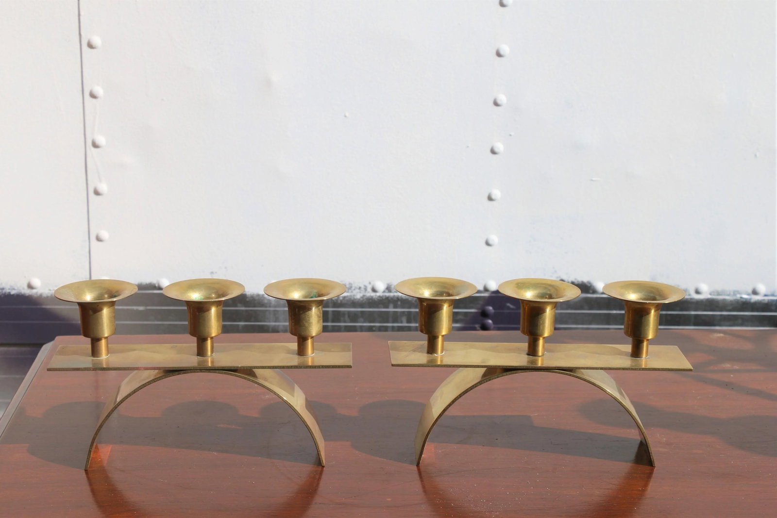 Brass Hollywood Regency Small Candle Holders - a Pair - 2