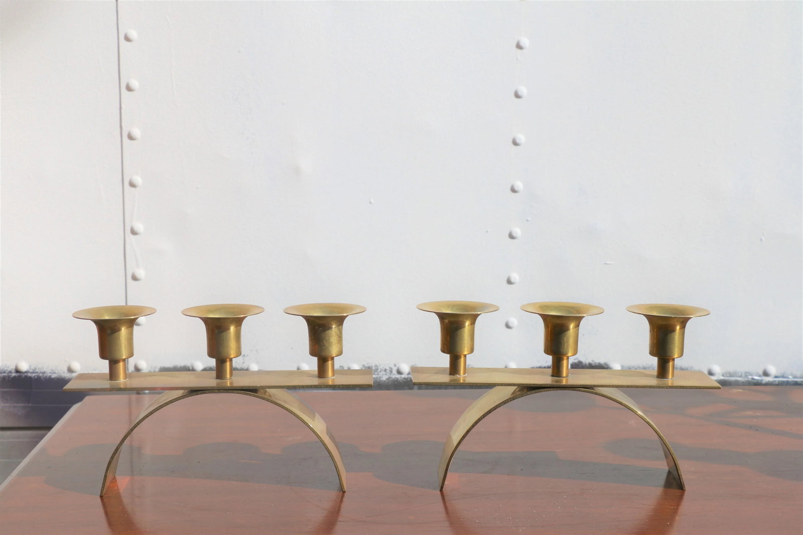 Brass Hollywood Regency Small Candle Holders - a Pair - 3