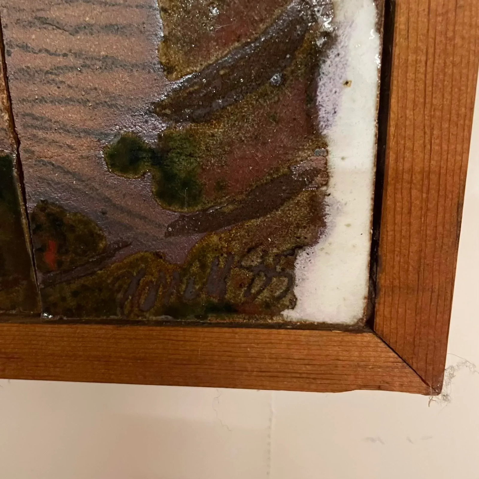 Large Ceramic Tile Wall Mural, Signed & Dated 1985 - Set of 5 Panels - 9