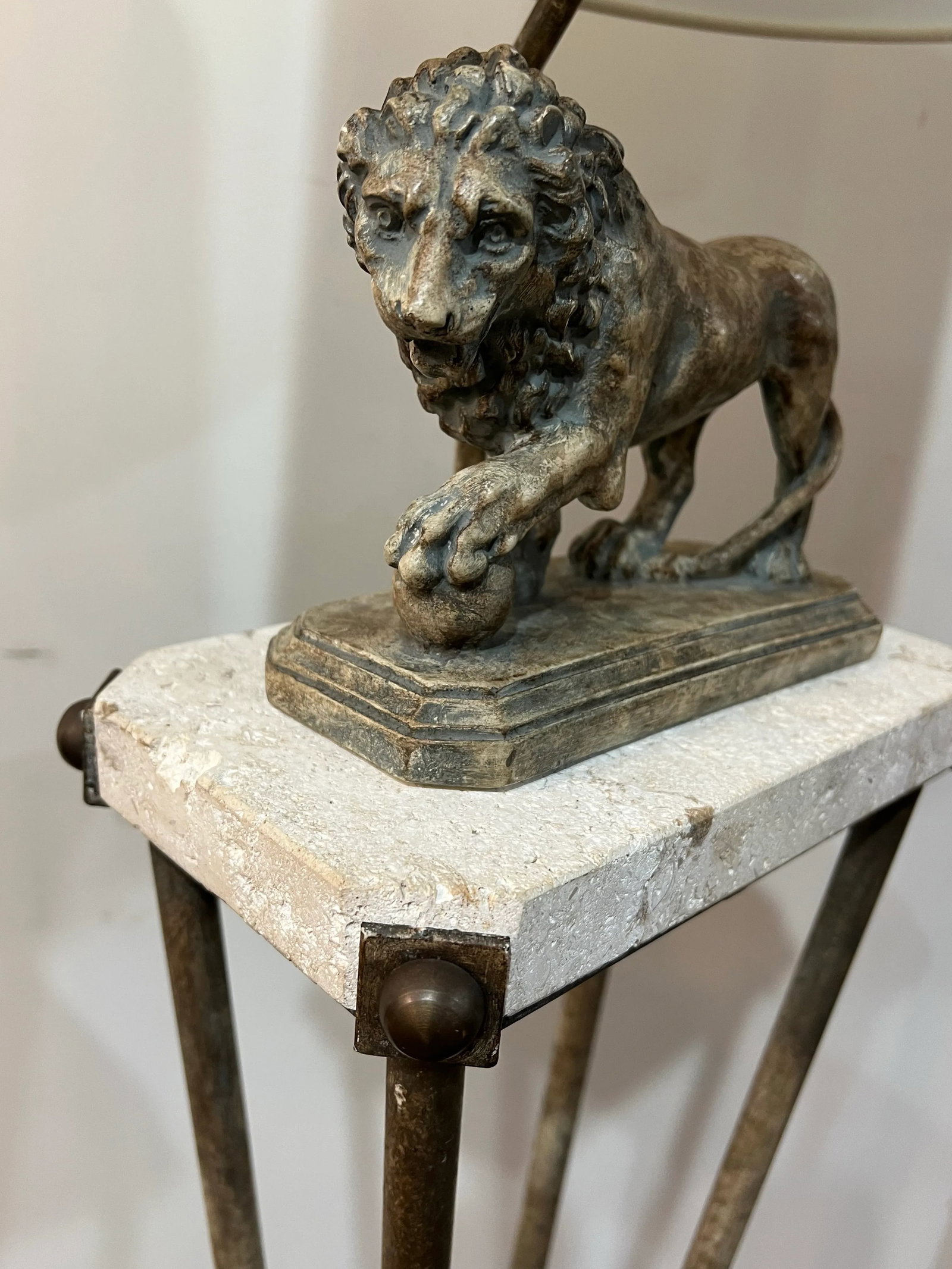 Mid Century Modern Floor Lamp Lion and Marble Motif - 2