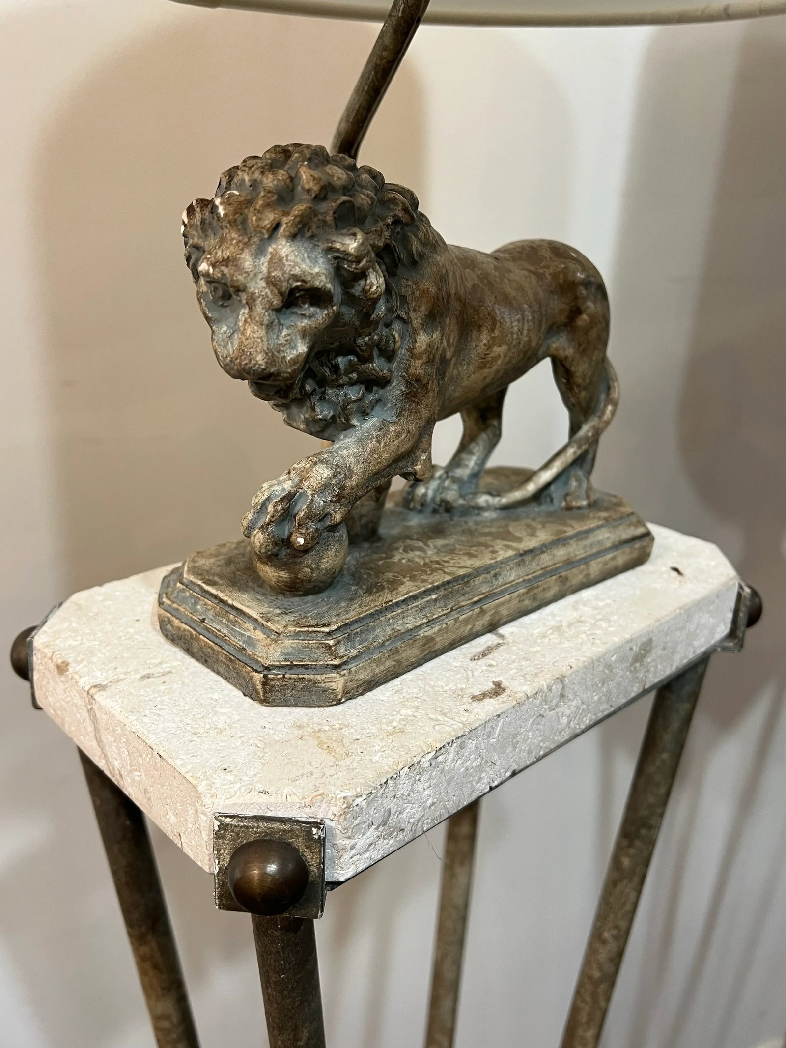 Mid Century Modern Floor Lamp Lion and Marble Motif - 6