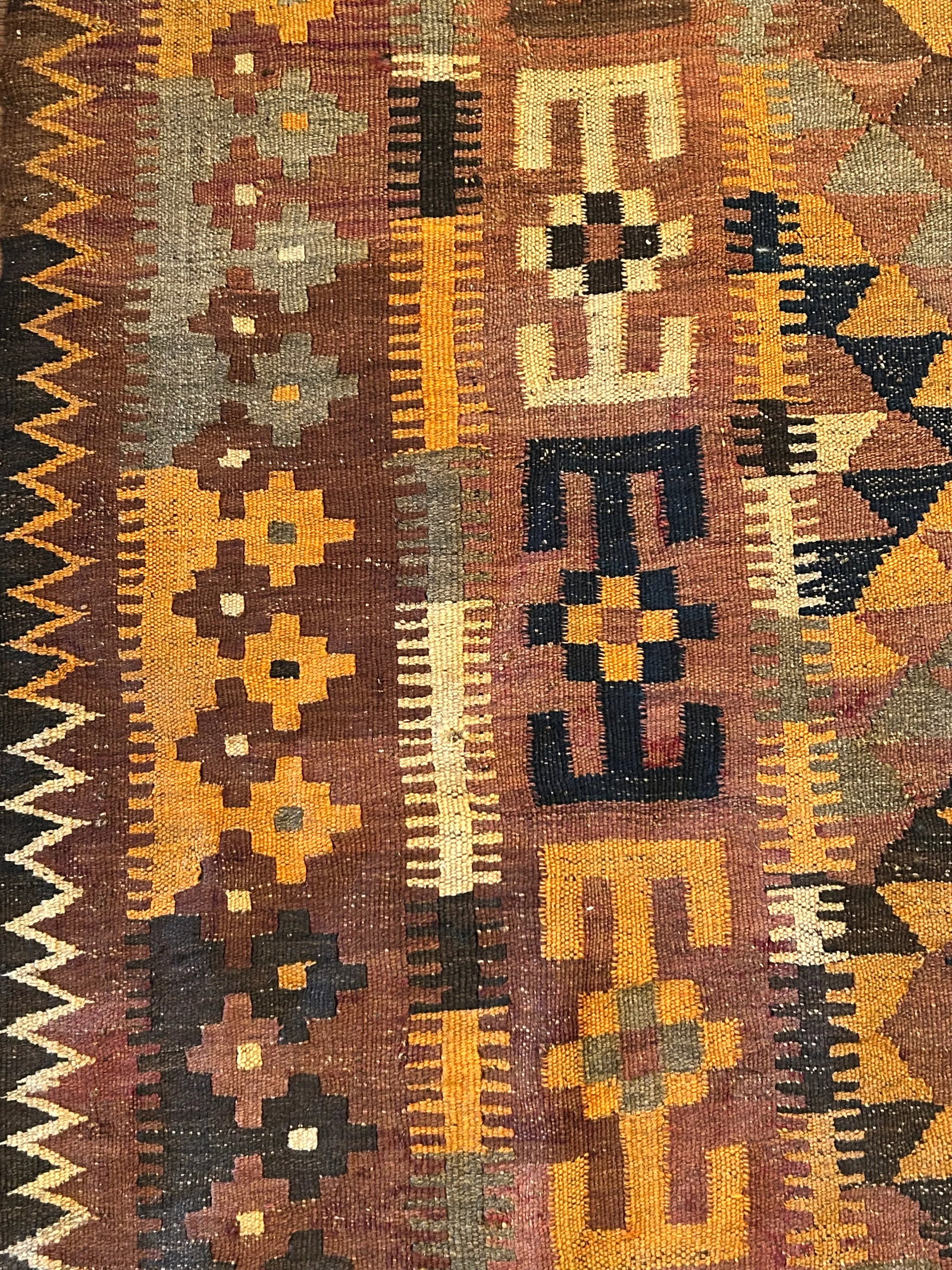Vintage Turkish Kilim Rug in Oranges & Browns - 4