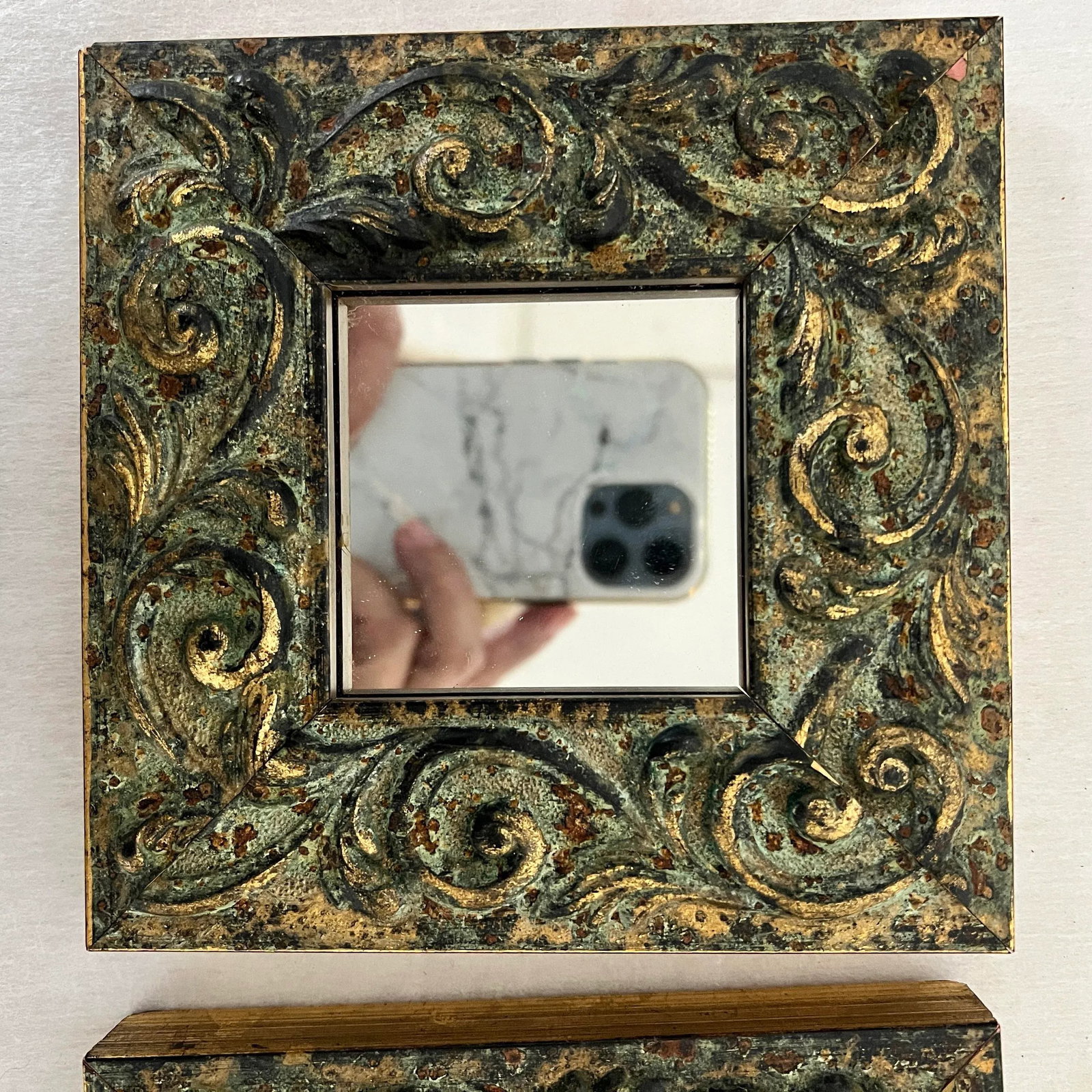 Vintage Carved Wood Accent Wall Mirror, Italy - A Pair - 2