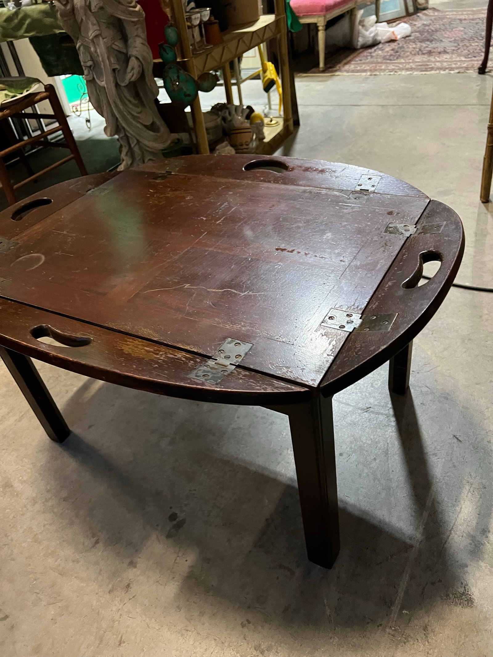 1970s Wooden Campaign Style Coffee Table/Tray Table - 2