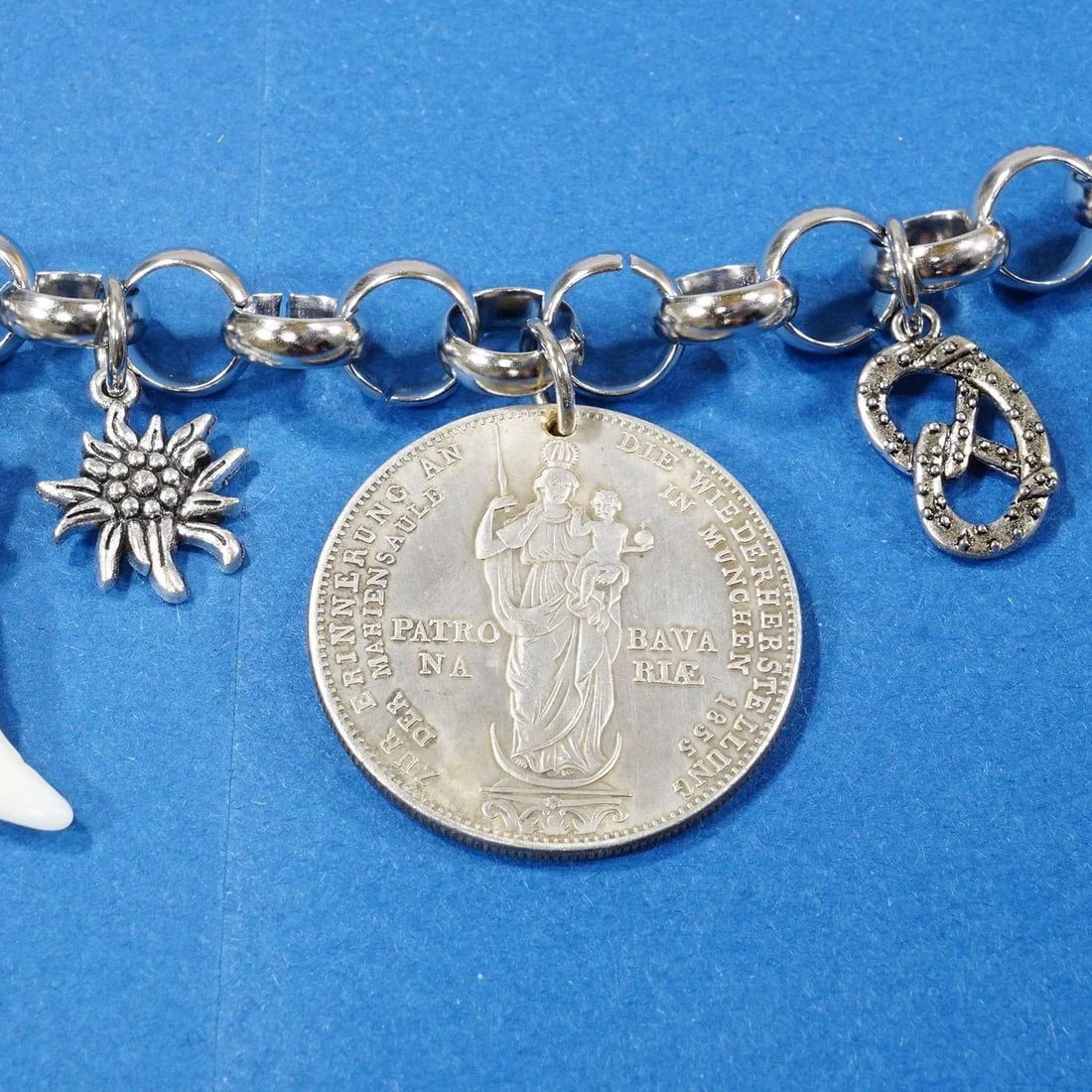 Vintage Bavarian Traditional Costume Jewelry Charivari With Hunting Pendants - 6