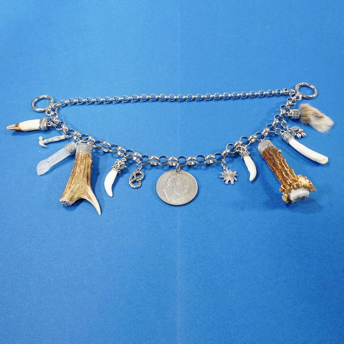 Vintage Bavarian Traditional Costume Jewelry Charivari With Hunting Pendants - 8