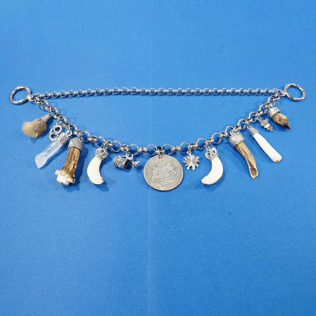Vintage Bavarian Traditional Costume Jewelry Charivari With Hunting Pendants - 11