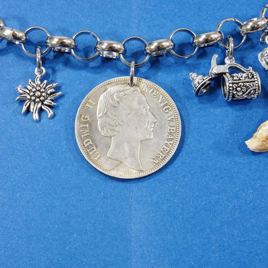 Vintage Bavarian Traditional Costume Jewelry Charivari With Hunting Pendants - 5