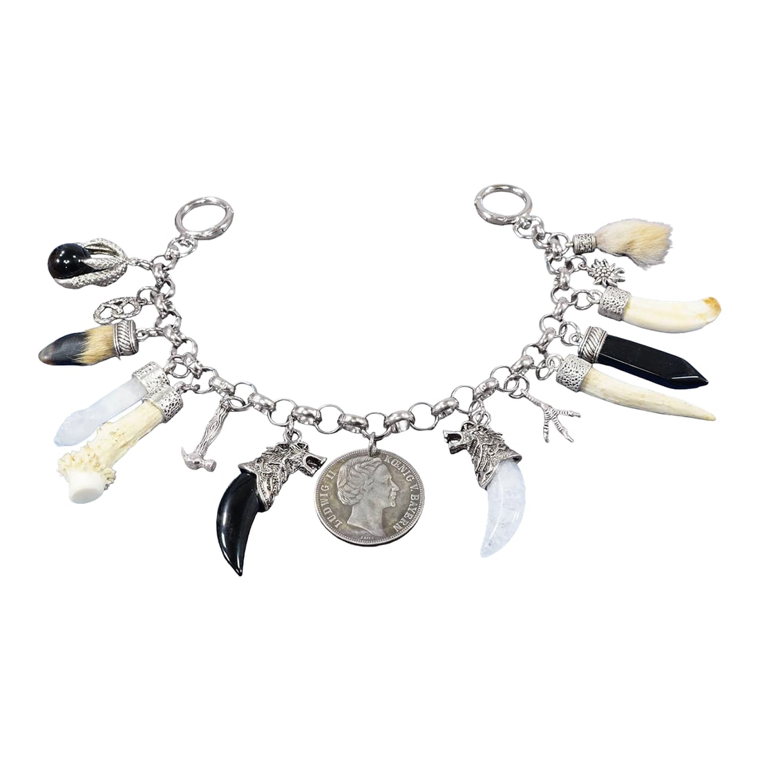 Vintage Bavarian Traditional Costume Jewelry Charivari With Hunting Pendants: Vintage Bavarian Traditional Costume Jewelry Charivari with Hunting Pendants A Bavarian Charivari from the middle of the 20th century. A beautiful piece of historical Bavarian folk art jewelry, a