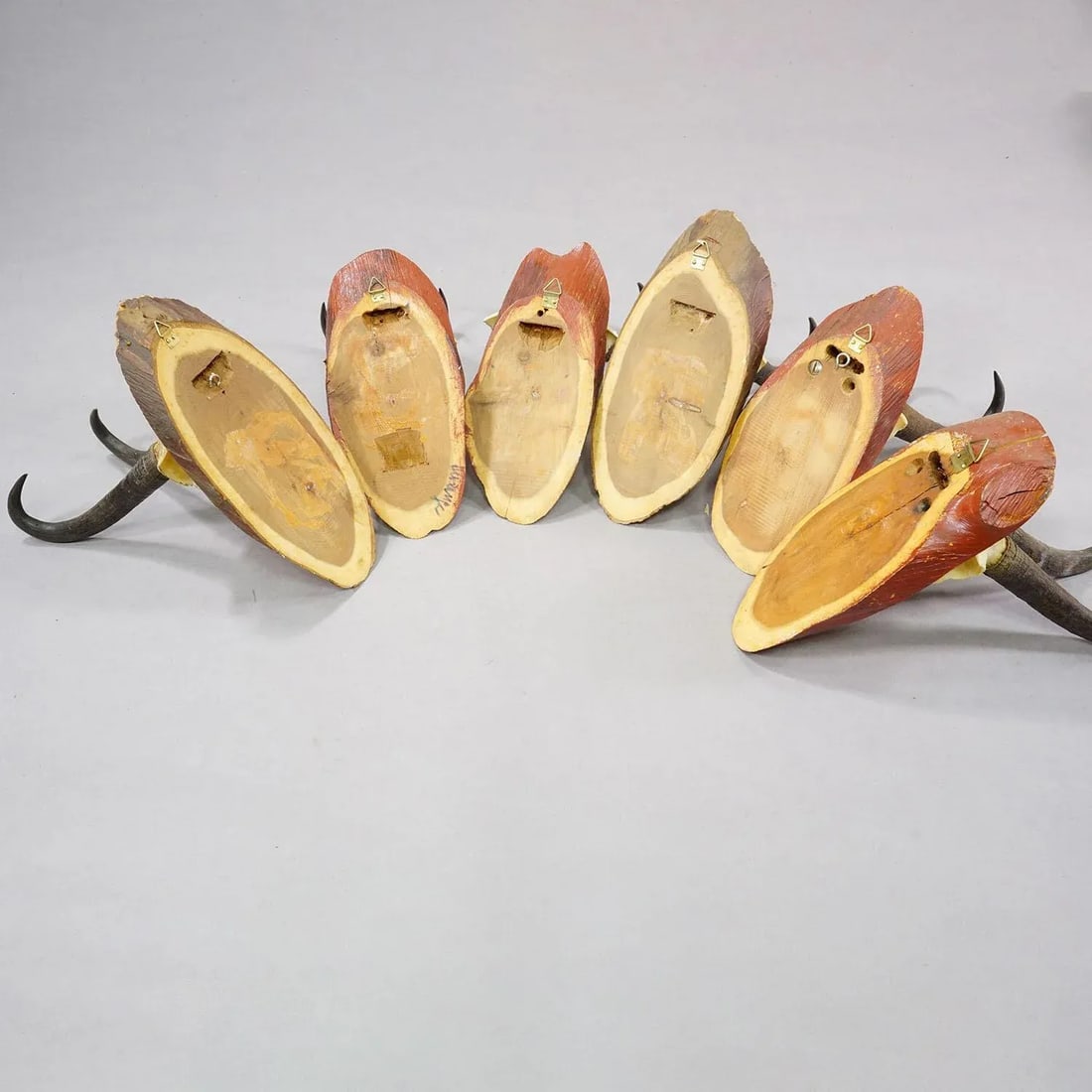 Set of Six Vintage Chamois Trophies on Wooden Plaques, Germany Ca. 1960s - 6