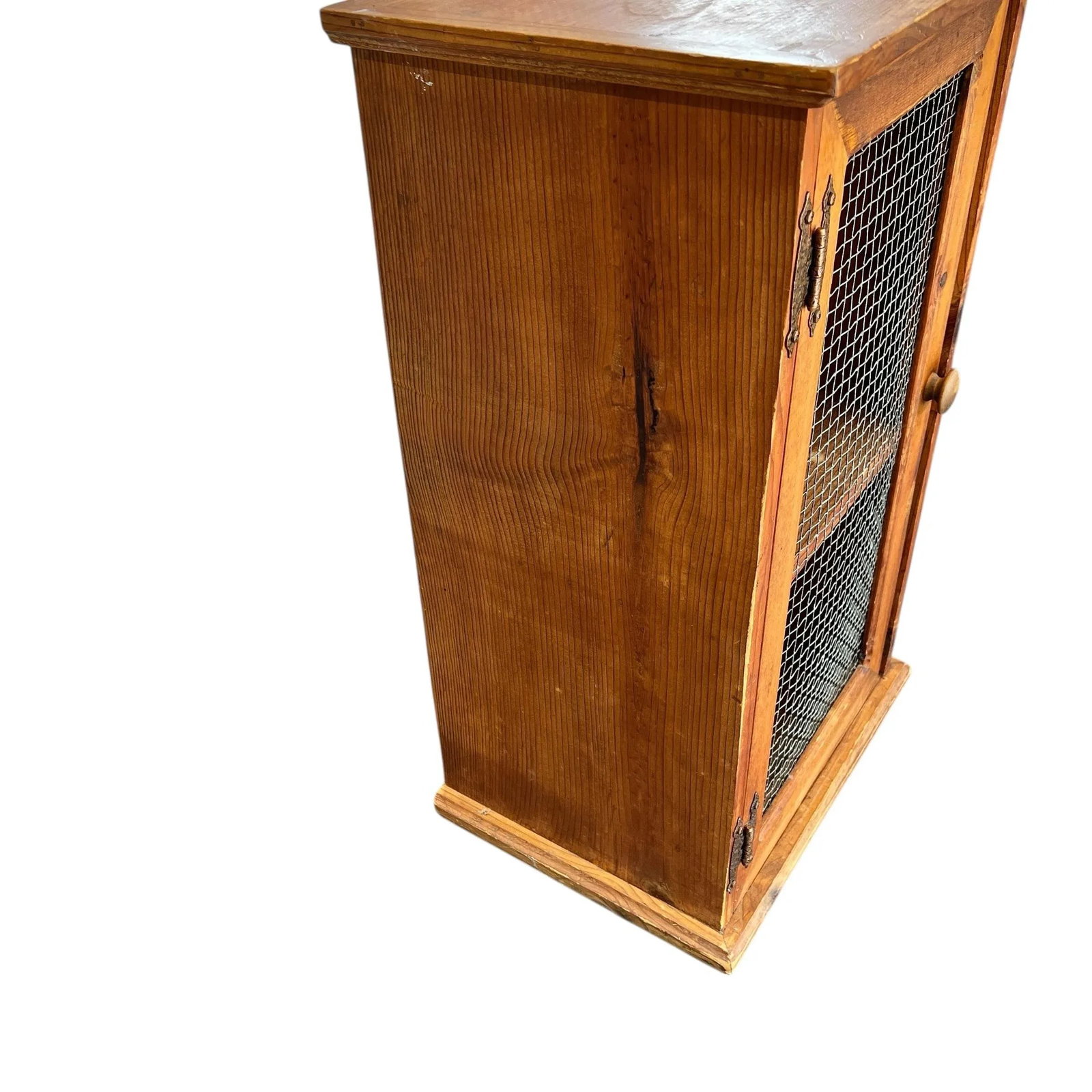 Mid Century Natural Wood Knotty Pine Cabinet, Wire Door Panel, Farmhouse, Cabin, Lodge, Rustic, Folk - 6