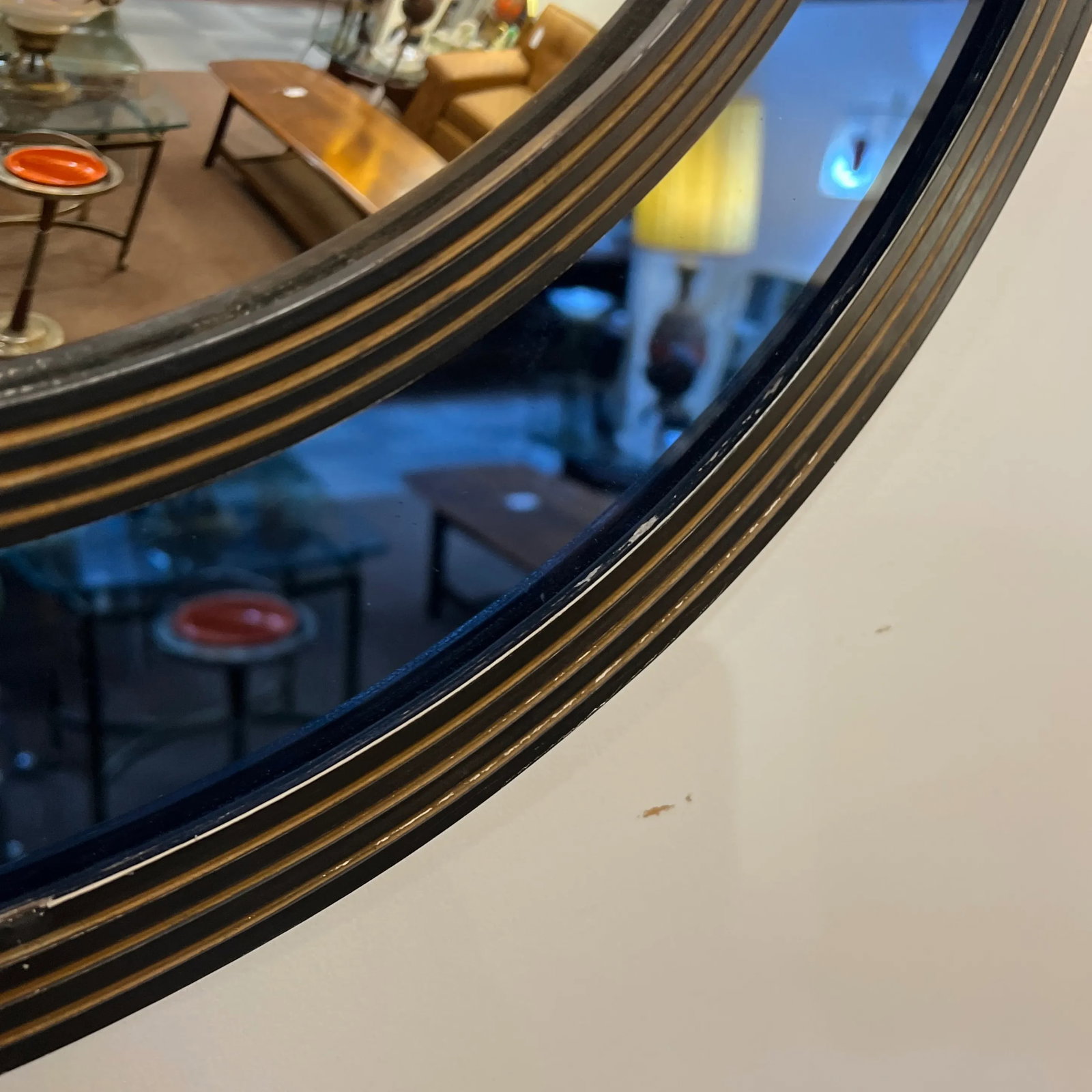 Art Deco Round Convex Cobalt Blue Glass Mirror - 6