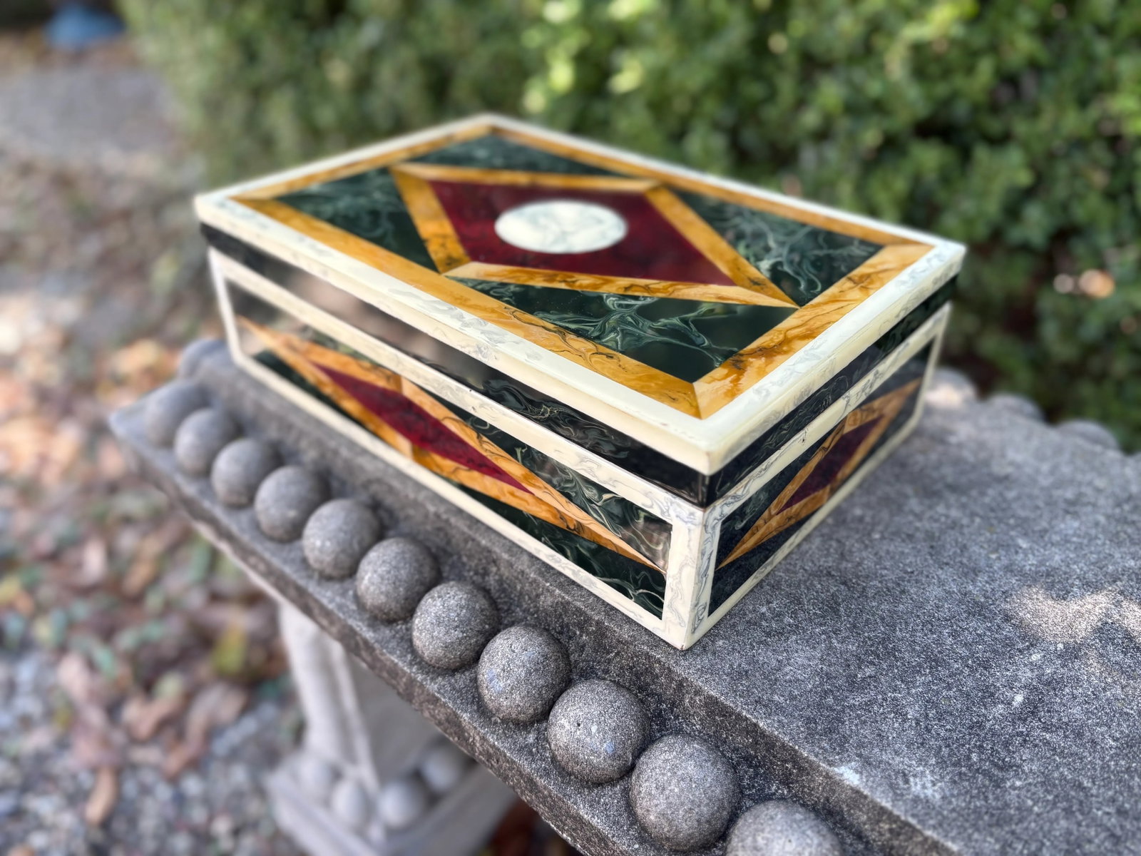 1980s Italian Faux Marble Lacquered Box - 6