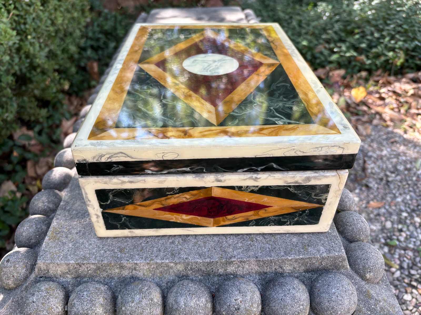 1980s Italian Faux Marble Lacquered Box - 8