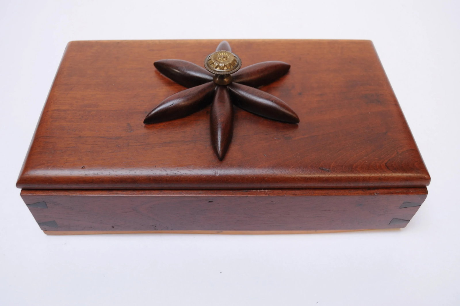 Late 19th Century Rosewood Jewelry Box / Keepsake Box With Flower Motif - 12