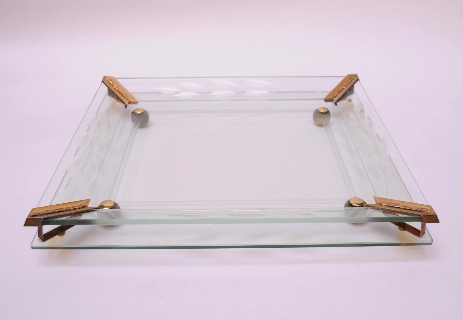 Mid-20th Century Etched and Beveled Glass Vanity Tray - 2