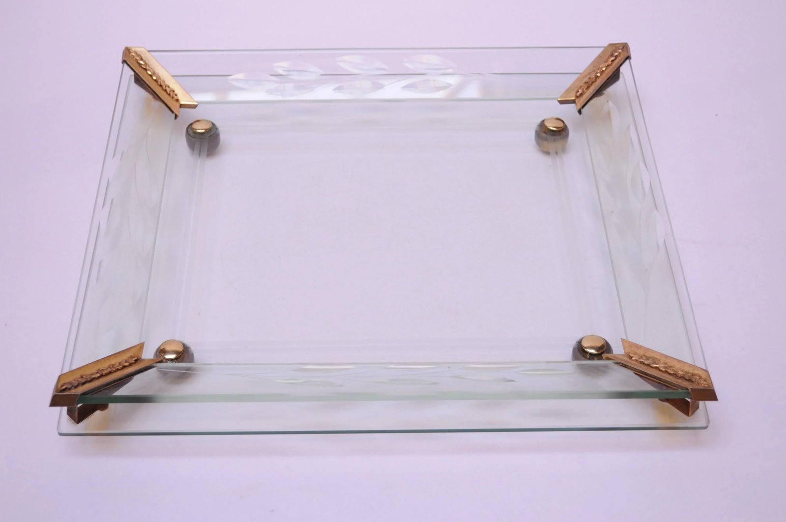 Mid-20th Century Etched and Beveled Glass Vanity Tray - 7