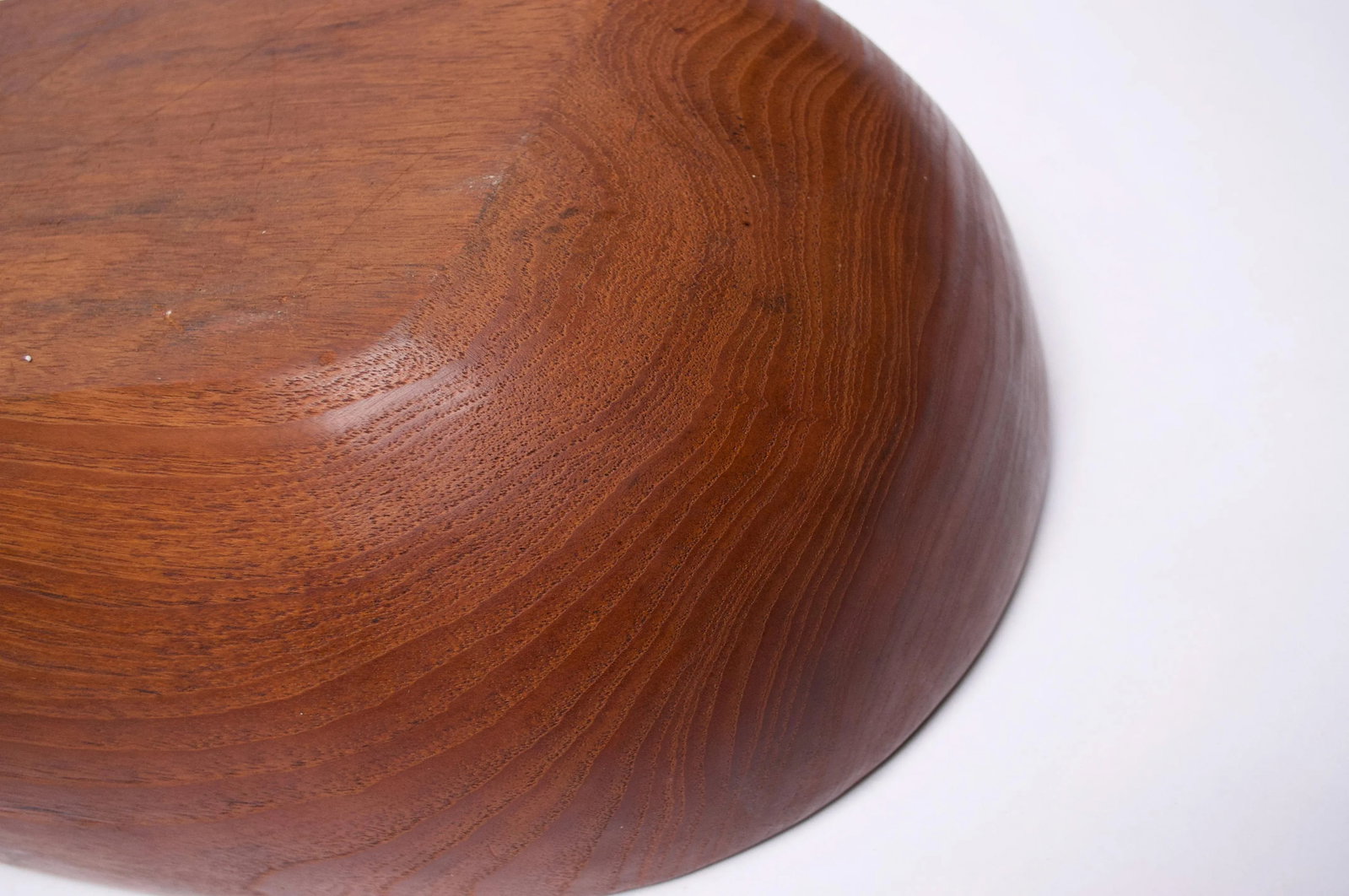Large Danish Modern Carved Teakwood Fruit / Serving Bowl - 10