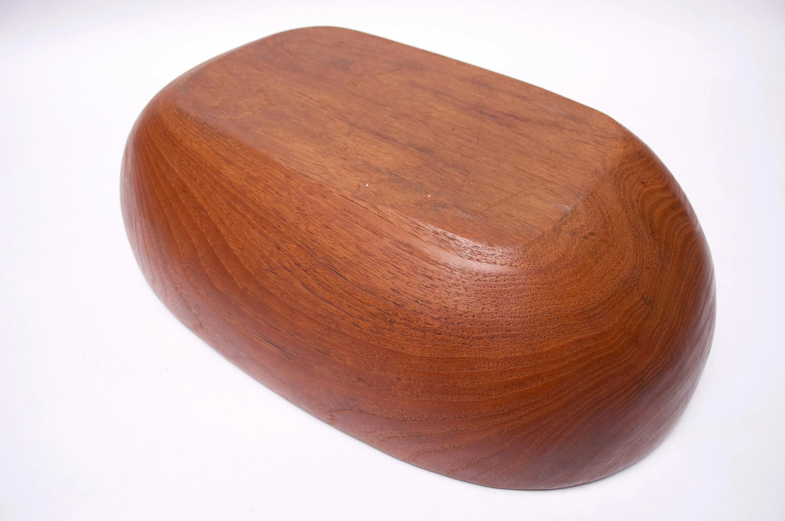 Large Danish Modern Carved Teakwood Fruit / Serving Bowl - 6