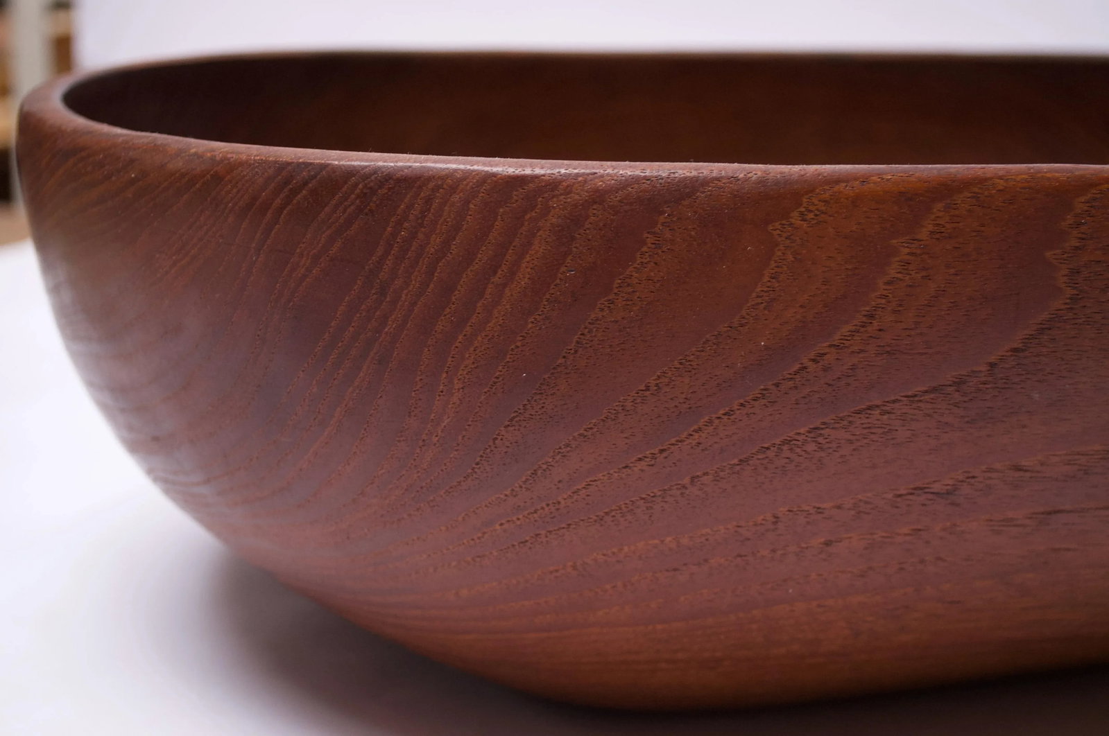 Large Danish Modern Carved Teakwood Fruit / Serving Bowl - 9