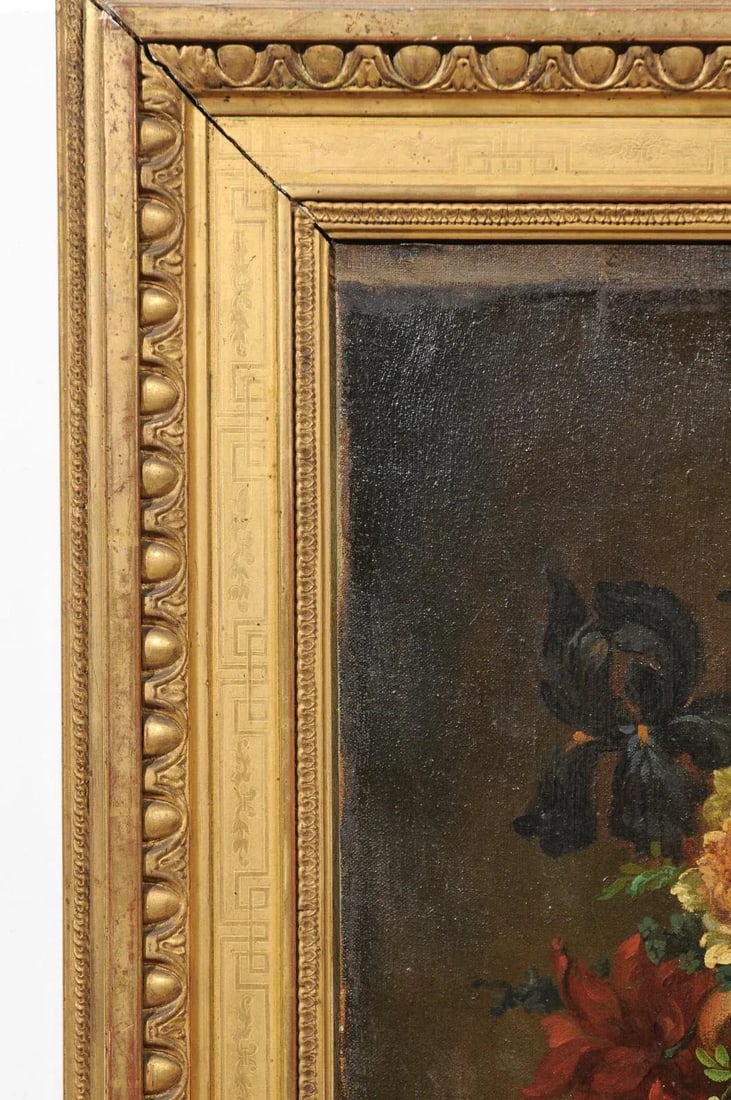 18th Century French Floral Still Life Oil Painting, Framed - 9