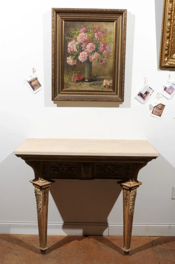 French 19th Century Framed Oil on Canvas Still-Life Painting with Pink Bouquet - 4