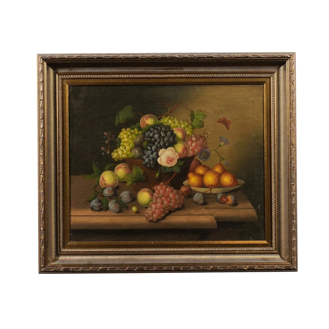 French 19th Century Framed Oil on Canvas Still-Life Painting Depicting Fruits - 12