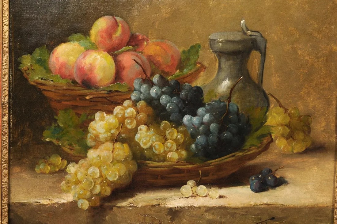 Mid 19th Century Italian Fruit Still Life Oil Painting, Framed - 11