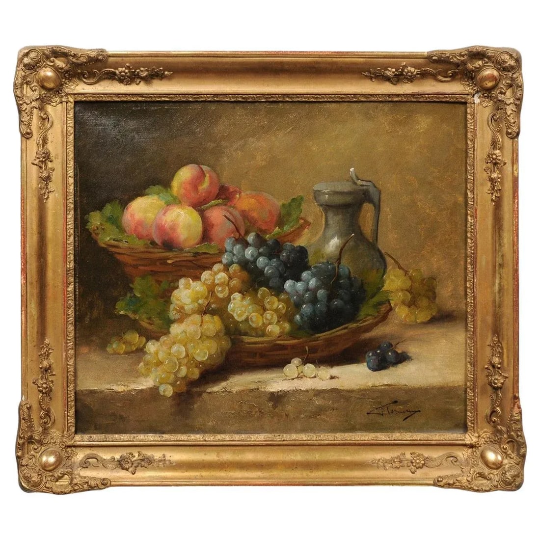 Mid 19th Century Italian Fruit Still Life Oil Painting, Framed - 13