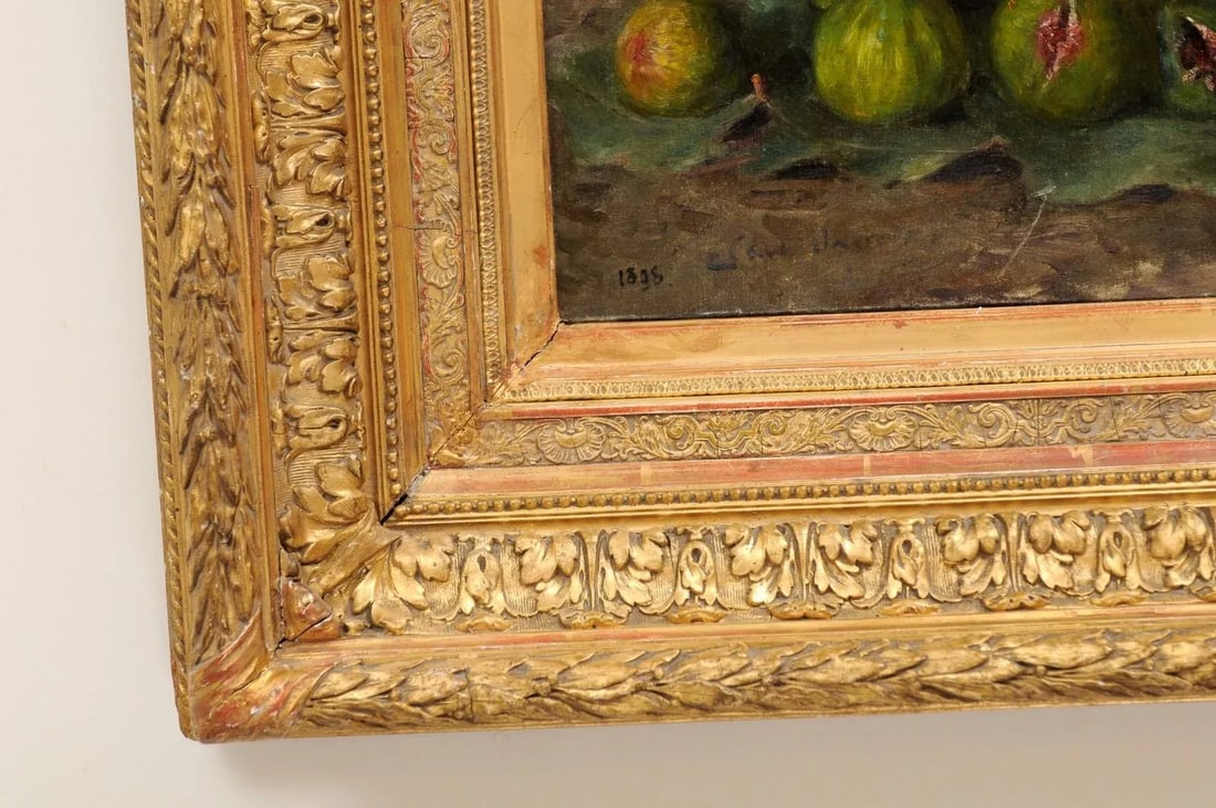 Late 19th Century French Still Life of Grapes and Figs Oil Painting, Framed - 9
