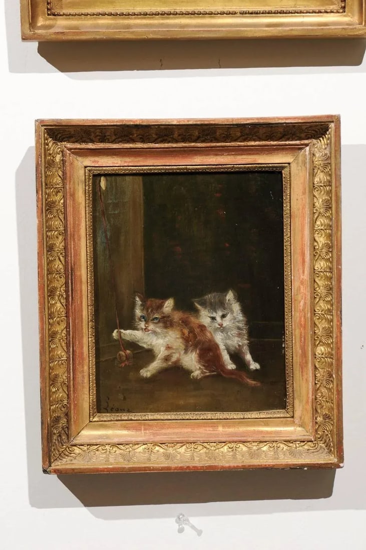 Late 19th Century Victorian Style Oil Painting of Kittens, Framed - 4