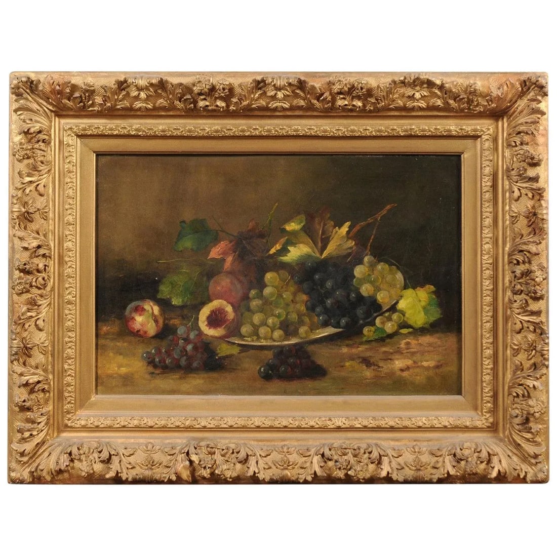 Mid 19th Century French Fruit Still Life Oil Painting, Framed - 12