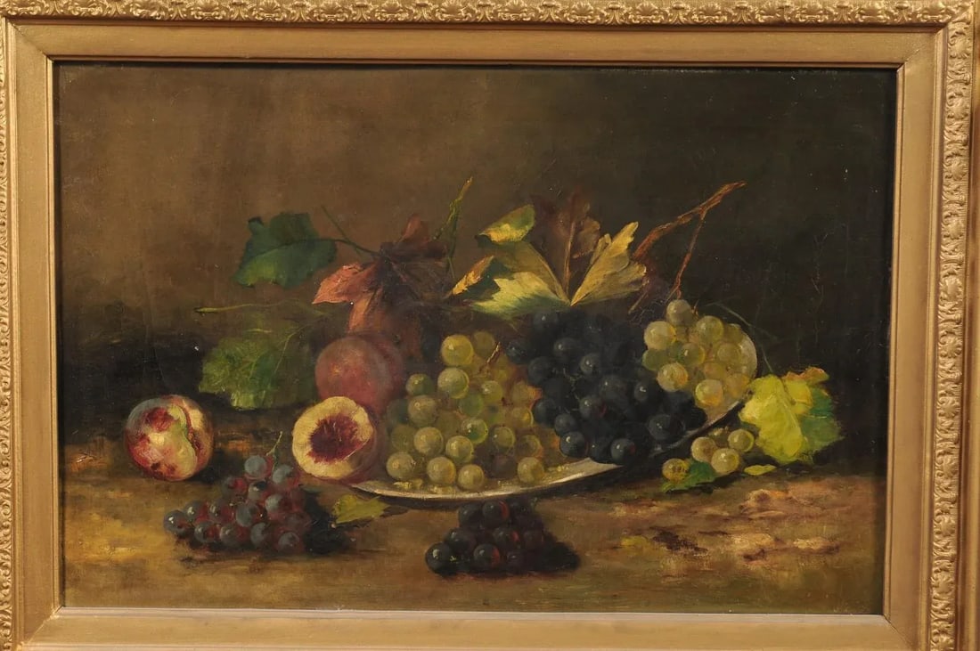 Mid 19th Century French Fruit Still Life Oil Painting, Framed - 5