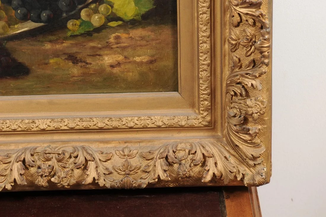 Mid 19th Century French Fruit Still Life Oil Painting, Framed - 8