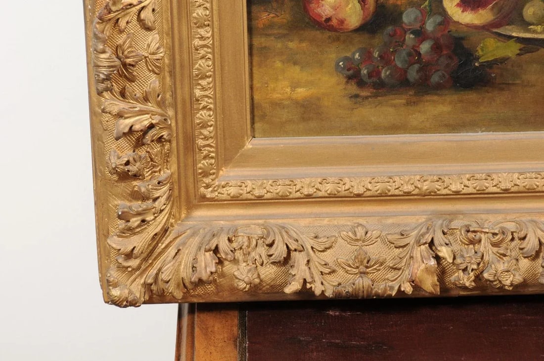 Mid 19th Century French Fruit Still Life Oil Painting, Framed - 9