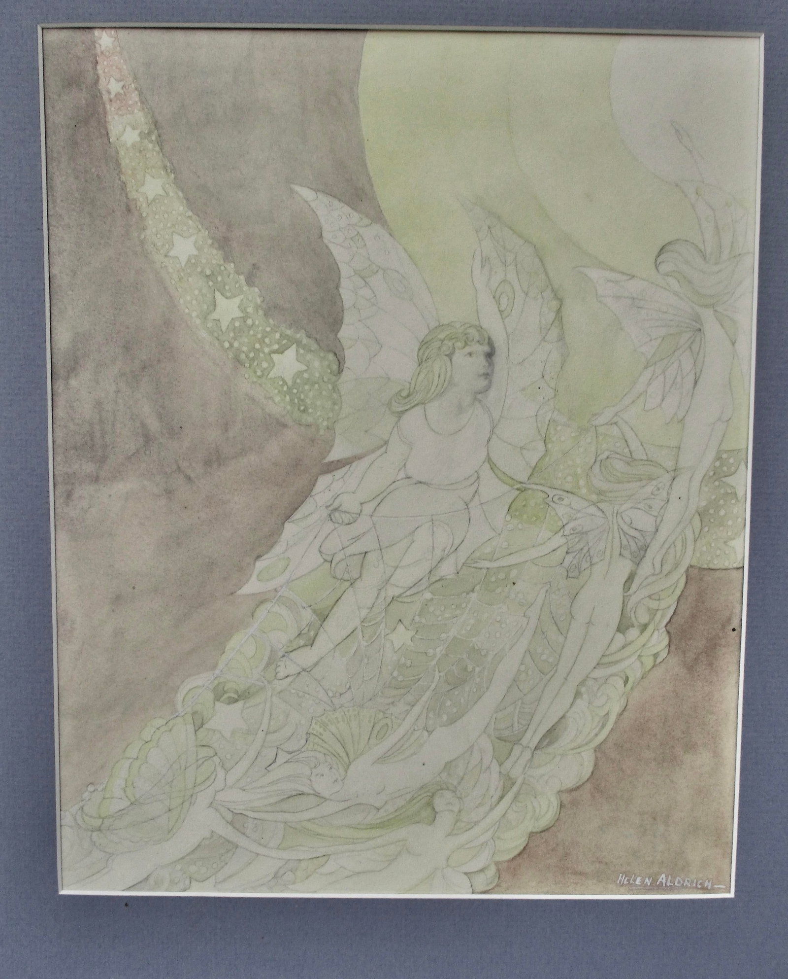 Drawing and Watercolor by Helen Alrich Swenson Circa 1940-50s - 2