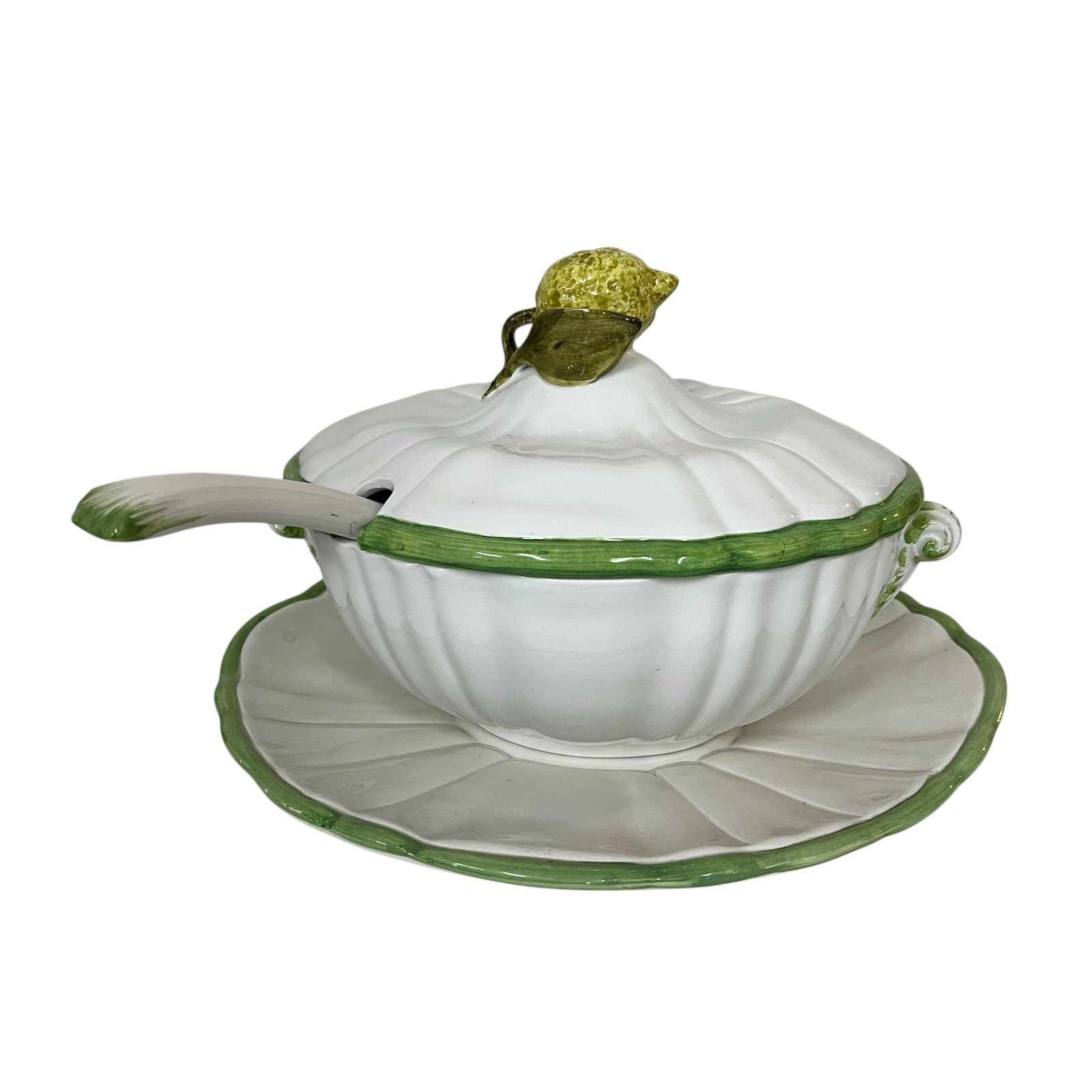 Vintage Italian Soup Tureen Lemon Finial and Underplate - 2