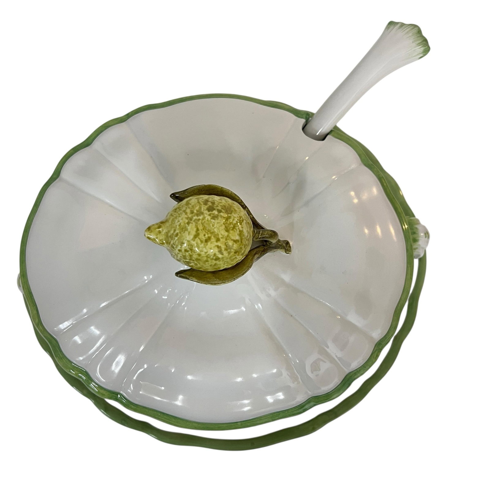 Vintage Italian Soup Tureen Lemon Finial and Underplate - 3