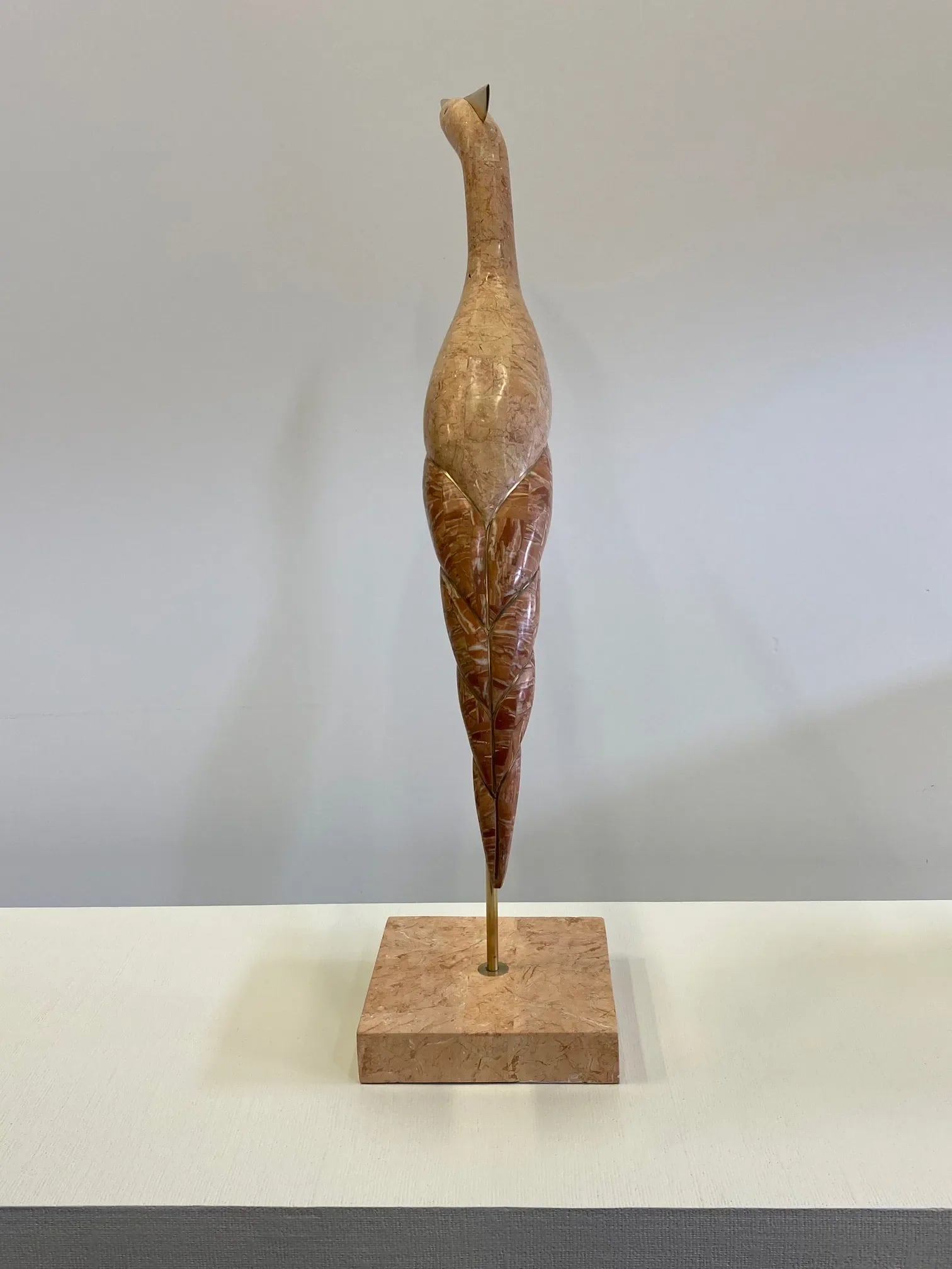 Tessellated Stone & Brass Bird Sculpture - 8