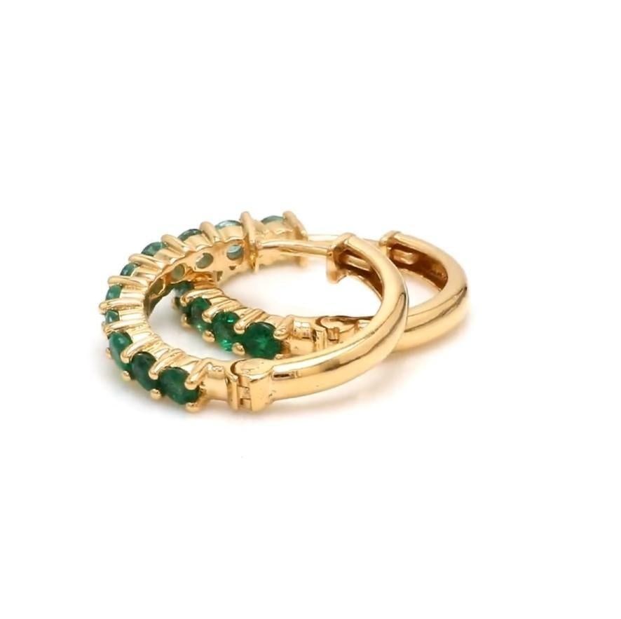 1.10 cts Natural Zambian emerald earrings in 14k gold - 12