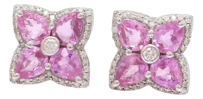 3.16 cts Natural pink sapphire & 0.39 cts diamond earrings in 18k gold: Pink sapphire diamond pear earring studs gold Natural pear pink sapphire diamond stud tops earrings gold Pink sapphire studs earrings GEMSTONE DETAILS : âœ¦ Gemstone : Pink Sapphire