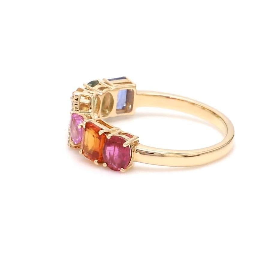 Natural 2.66 cts Rainbow sapphire ring in 14k gold - 14