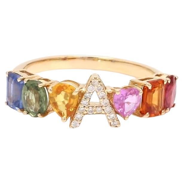 Natural 2.66 cts Rainbow sapphire ring in 14k gold - 15