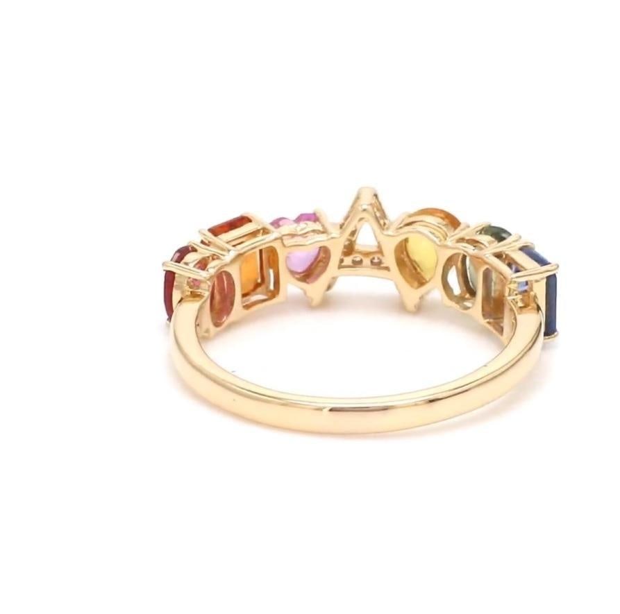 Natural 2.66 cts Rainbow sapphire ring in 14k gold - 9