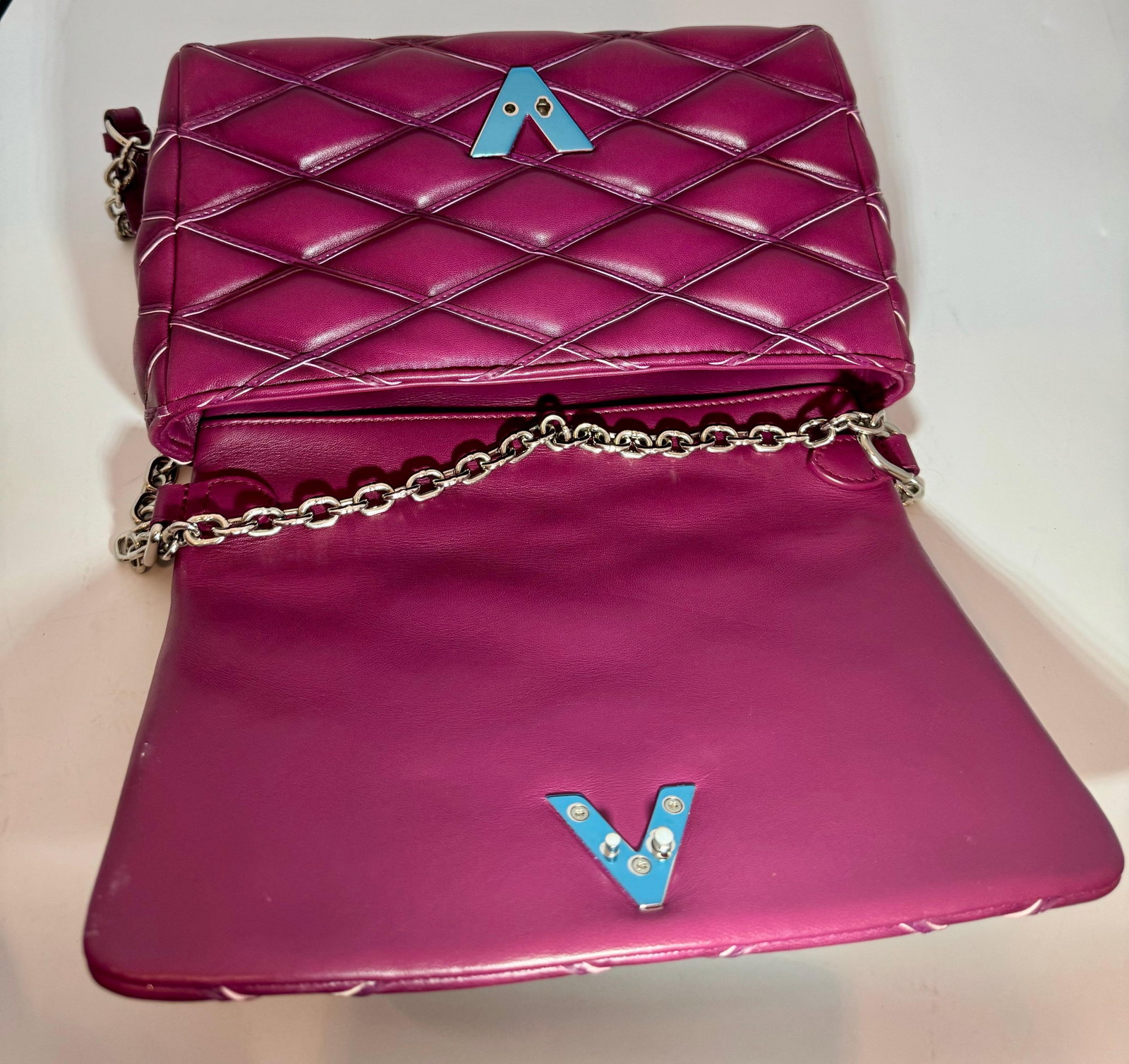 Louis Vuitton Lambskin Malletage GO-14 MM Bordeaux, Excellent Condition Like New - 17