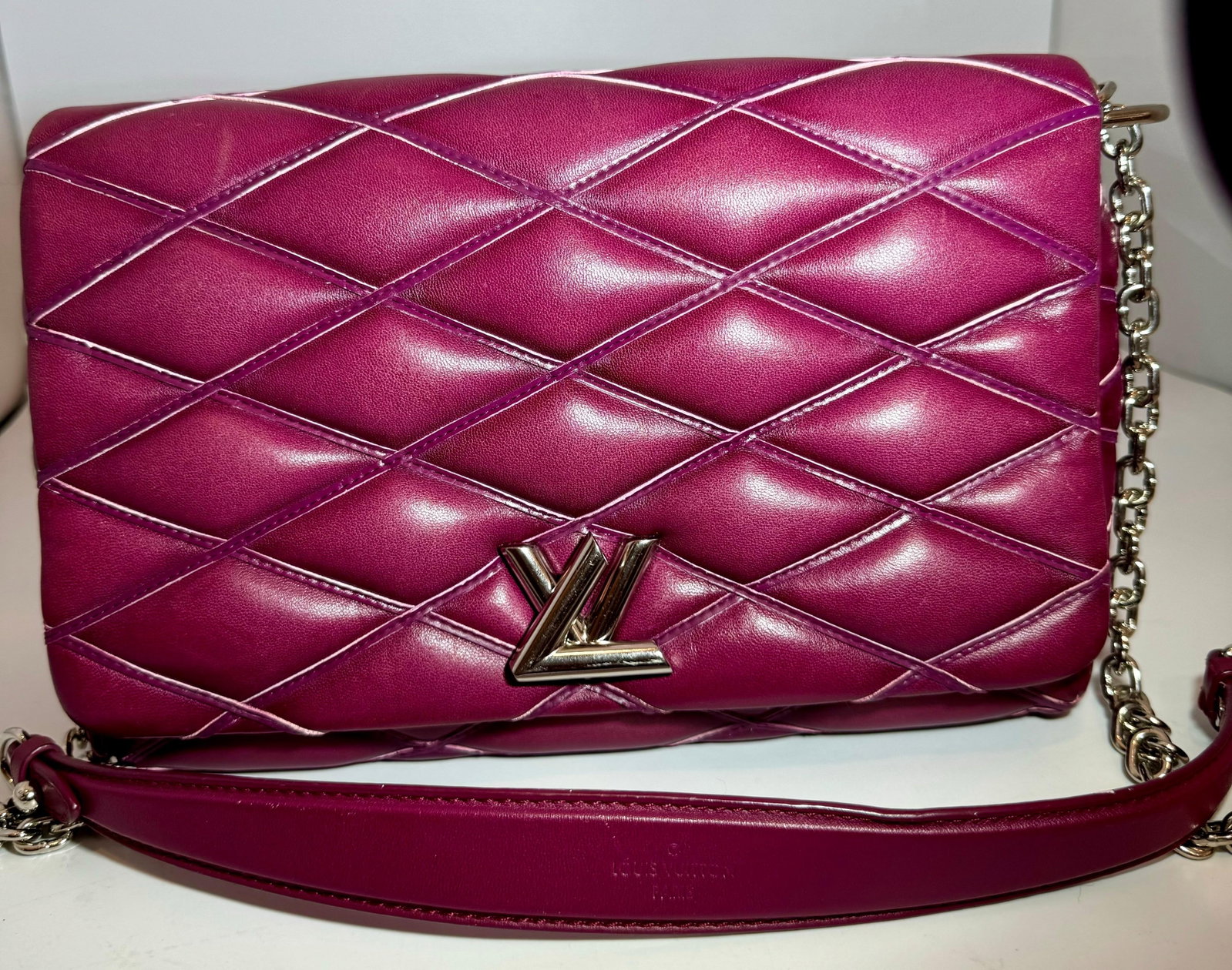 Louis Vuitton Lambskin Malletage GO-14 MM Bordeaux, Excellent Condition Like New - 3