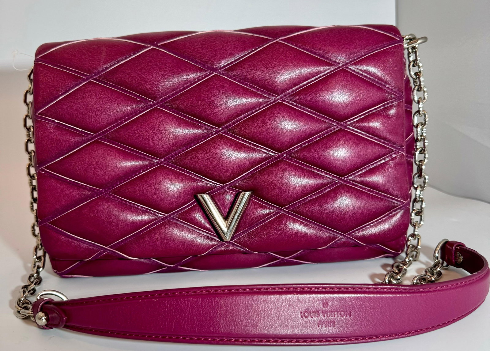 Louis Vuitton Lambskin Malletage GO-14 MM Bordeaux, Excellent Condition Like New - 4