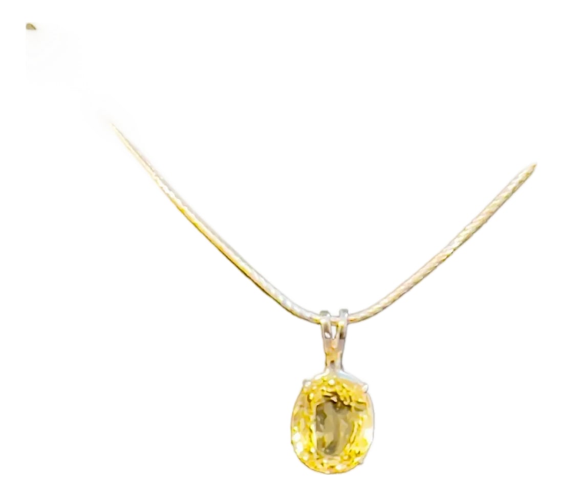 GIA Certified 5.56 Ct Natural Ceylon Yellow Sapphire Pendant Necklace white Gold: This Yellow Sapphire has Two certificates ne from GIA One from Continental Gemological Laborartory Canada Limited GIA Certified 5.56 Ct Natural Ceylon Yellow Sapphire Pendant Necklace white Gold Oval 