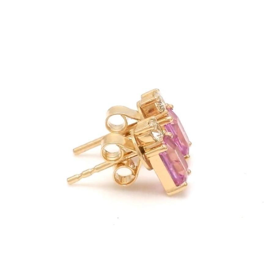 1.16 cts Natural pink sapphire & 0.21 cts diamond gold in 14k gold - 14