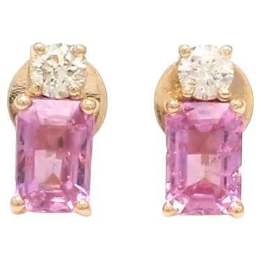 1.16 cts Natural pink sapphire & 0.21 cts diamond gold in 14k gold - 15